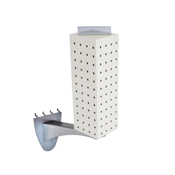 Azar Displays Four-sided 4"W x 12"H Pegboard Tower W/ Extension Rod 700231-WHT